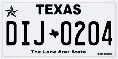 TX license plate DIJ0204
