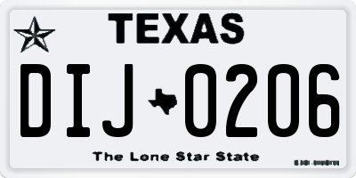 TX license plate DIJ0206