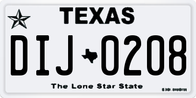 TX license plate DIJ0208