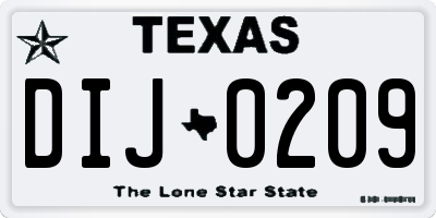 TX license plate DIJ0209