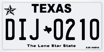 TX license plate DIJ0210