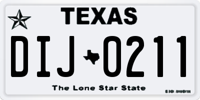 TX license plate DIJ0211