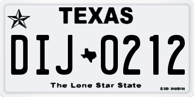 TX license plate DIJ0212