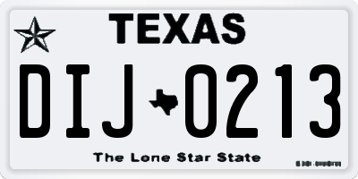 TX license plate DIJ0213