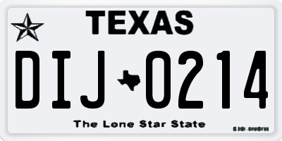 TX license plate DIJ0214
