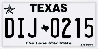 TX license plate DIJ0215