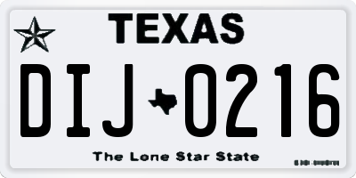 TX license plate DIJ0216