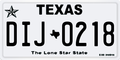 TX license plate DIJ0218