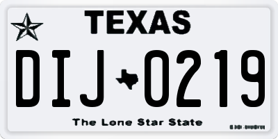 TX license plate DIJ0219