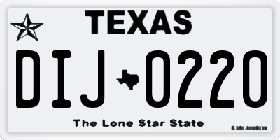 TX license plate DIJ0220