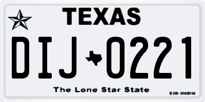 TX license plate DIJ0221