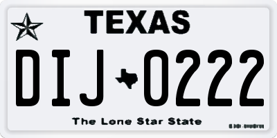 TX license plate DIJ0222