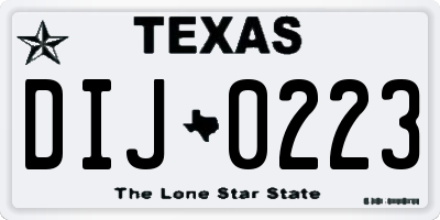 TX license plate DIJ0223