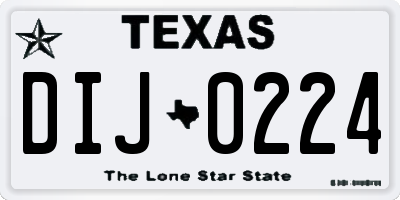 TX license plate DIJ0224