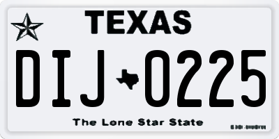TX license plate DIJ0225
