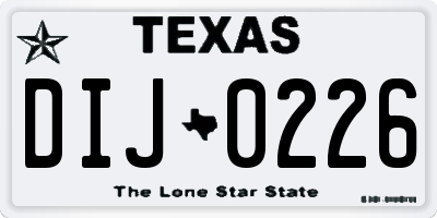 TX license plate DIJ0226