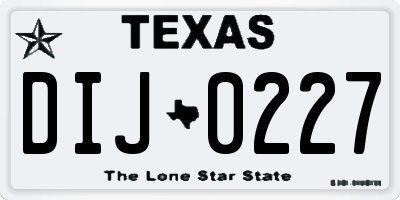 TX license plate DIJ0227