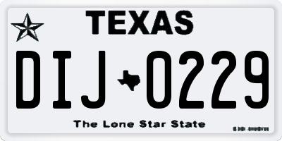 TX license plate DIJ0229