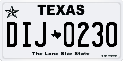 TX license plate DIJ0230