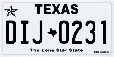 TX license plate DIJ0231