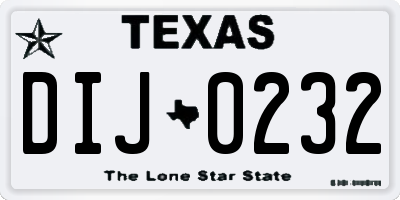 TX license plate DIJ0232