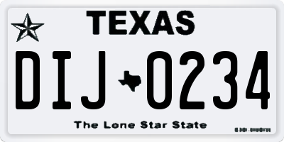 TX license plate DIJ0234