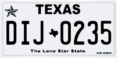 TX license plate DIJ0235