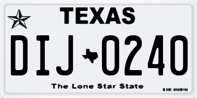 TX license plate DIJ0240