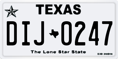 TX license plate DIJ0247