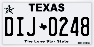 TX license plate DIJ0248