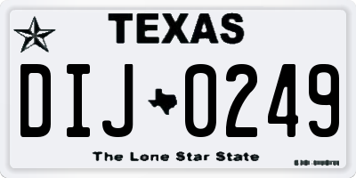 TX license plate DIJ0249
