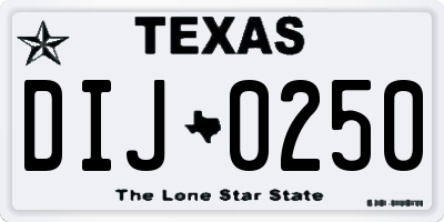 TX license plate DIJ0250
