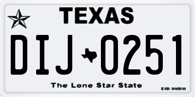 TX license plate DIJ0251