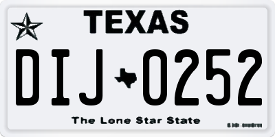TX license plate DIJ0252