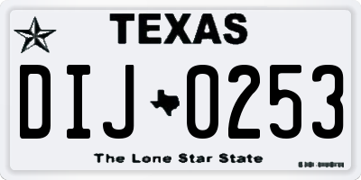 TX license plate DIJ0253