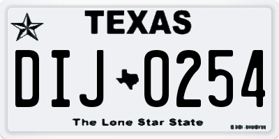 TX license plate DIJ0254
