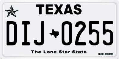 TX license plate DIJ0255