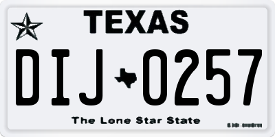 TX license plate DIJ0257