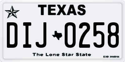 TX license plate DIJ0258