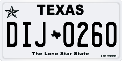 TX license plate DIJ0260