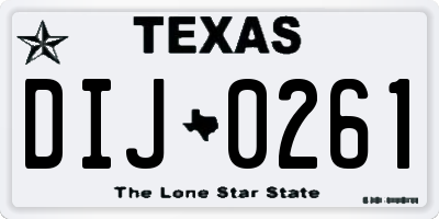 TX license plate DIJ0261