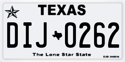 TX license plate DIJ0262