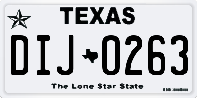 TX license plate DIJ0263