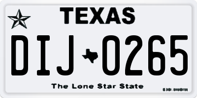 TX license plate DIJ0265