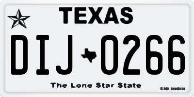 TX license plate DIJ0266