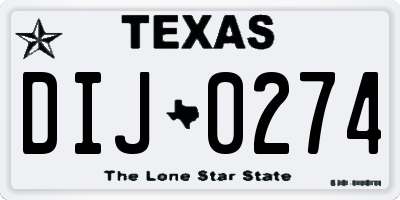 TX license plate DIJ0274