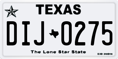 TX license plate DIJ0275