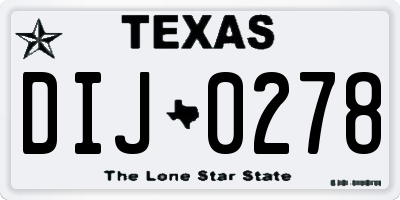 TX license plate DIJ0278
