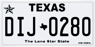 TX license plate DIJ0280