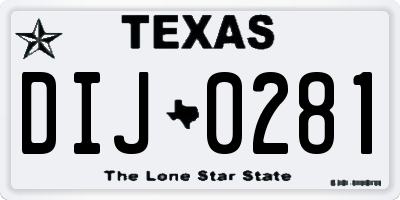 TX license plate DIJ0281